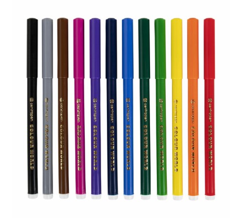 Фломастеры 12 ЦВЕТОВ CENTROPEN "Colour World", круглые, смываемые, 7550/12TP, 7 7550 1284