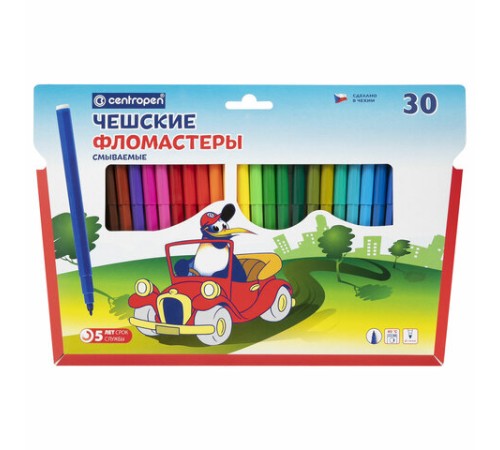 Фломастеры 30 ЦВЕТОВ CENTROPEN "Пингвины", смываемые, вентилируемый колпачок, 7790/30ET, 7 7790 3086 Фломастеры 30 ЦВЕТОВ CENTROPEN "Пингвины", смываемые, вентилируемый колпачок, 7790/30ET, 7 7790 3086