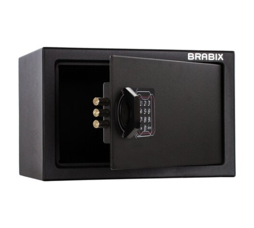 Сейф мебельный BRABIX "SF-200EL", 200х310х200 мм, электронный замок, черный, 291145, S103BR211214