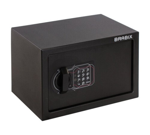 Сейф мебельный BRABIX "SF-200EL", 200х310х200 мм, электронный замок, черный, 291145, S103BR211214