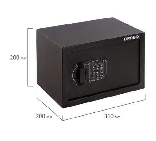 Сейф мебельный BRABIX "SF-200EL", 200х310х200 мм, электронный замок, черный, 291145, S103BR211214