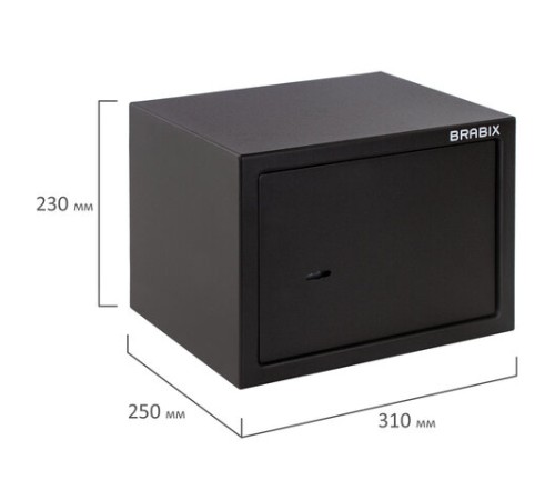 Сейф мебельный BRABIX "SF-230KL", 230х310х250 мм, ключевой замок, черный, 291146, S103BR211514