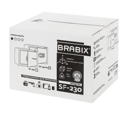 Сейф мебельный BRABIX "SF-230EL", 230х310х250 мм, электронный замок, черный, 291147, S103BR211614 Сейф мебельный BRABIX "SF-230EL", 230х310х250 мм, электронный замок, черный, 291147, S103BR211614