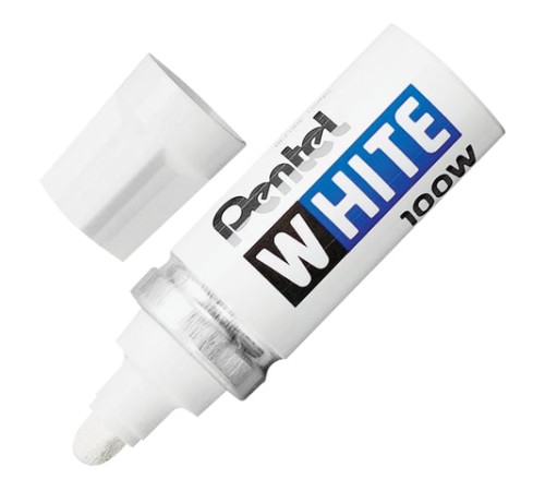 Маркер-краска лаковый PENTEL (Япония) WHITE, 6,5 мм, БЕЛЫЙ, алюминиевый корпус, длина письма 1200 м, X100W Маркер-краска лаковый PENTEL (Япония) WHITE, 6,5 мм, БЕЛЫЙ, алюминиевый корпус, длина письма 1200 м, X100W