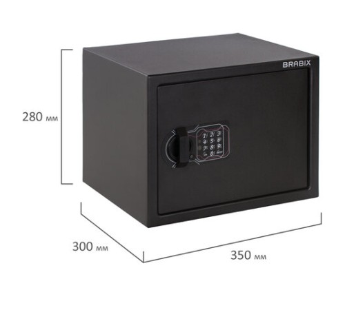 Сейф мебельный BRABIX "SF-280EL", 280х350х300 мм, электронный замок, черный, 291149, S103BR212414