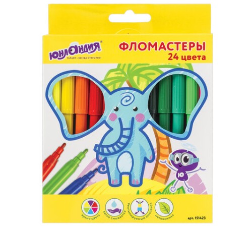 Фломастеры ЮНЛАНДИЯ 24 цвета, "ЭКЗОТИКА", вентилируемый колпачок, картон, 151423 Фломастеры ЮНЛАНДИЯ 24 цвета, "ЭКЗОТИКА", вентилируемый колпачок, картон, 151423