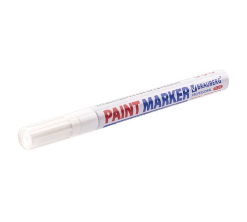 Маркер-краска лаковый (paint marker) 2 мм, БЕЛЫЙ, НИТРО-ОСНОВА, алюминиевый корпус, BRAUBERG PROFESSIONAL PLUS, 151438