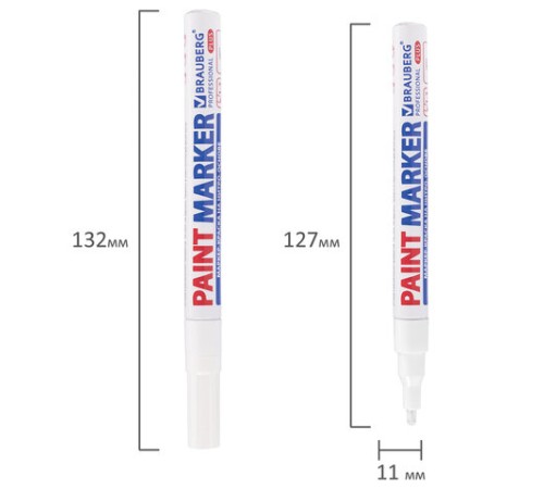 Маркер-краска лаковый (paint marker) 2 мм, БЕЛЫЙ, НИТРО-ОСНОВА, алюминиевый корпус, BRAUBERG PROFESSIONAL PLUS, 151438