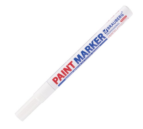 Маркер-краска лаковый (paint marker) 2 мм, БЕЛЫЙ, НИТРО-ОСНОВА, алюминиевый корпус, BRAUBERG PROFESSIONAL PLUS, 151438