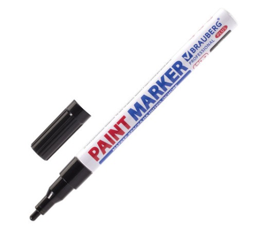 Маркер-краска лаковый (paint marker) 2 мм, ЧЕРНЫЙ, НИТРО-ОСНОВА, алюминиевый корпус, BRAUBERG PROFESSIONAL PLUS, 151439