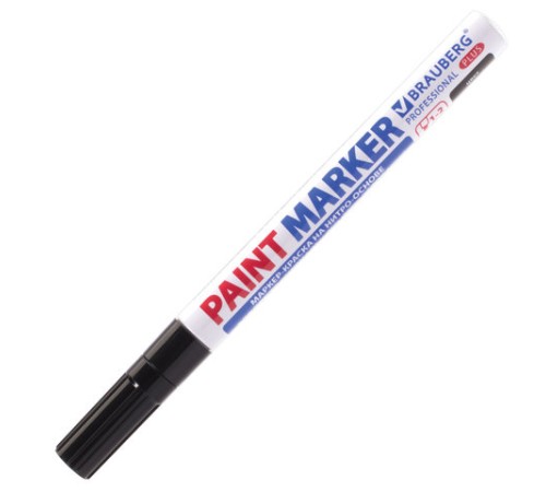 Маркер-краска лаковый (paint marker) 2 мм, ЧЕРНЫЙ, НИТРО-ОСНОВА, алюминиевый корпус, BRAUBERG PROFESSIONAL PLUS, 151439