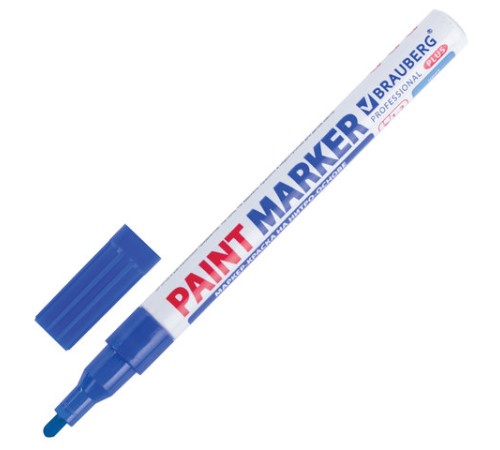 Маркер-краска лаковый (paint marker) 2 мм, СИНИЙ, НИТРО-ОСНОВА, алюминиевый корпус, BRAUBERG PROFESSIONAL PLUS, 151441