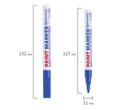 Маркер-краска лаковый (paint marker) 2 мм, СИНИЙ, НИТРО-ОСНОВА, алюминиевый корпус, BRAUBERG PROFESSIONAL PLUS, 151441