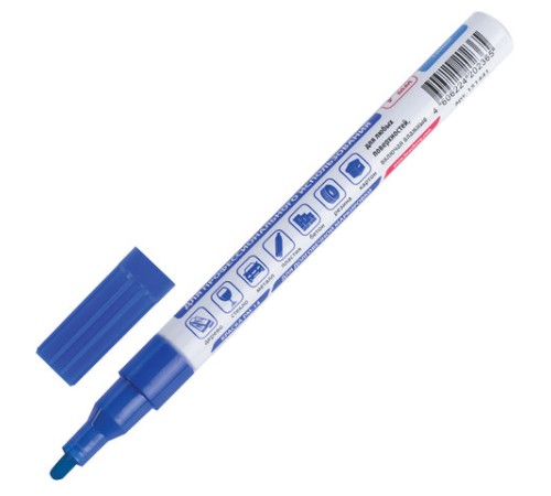Маркер-краска лаковый (paint marker) 2 мм, СИНИЙ, НИТРО-ОСНОВА, алюминиевый корпус, BRAUBERG PROFESSIONAL PLUS, 151441