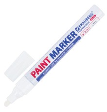 Маркер-краска лаковый (paint marker) 4 мм, БЕЛЫЙ, НИТРО-ОСНОВА, алюминиевый корпус, BRAUBERG PROFESSIONAL PLUS, 151444