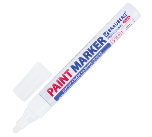 Маркер-краска лаковый (paint marker) 4 мм, БЕЛЫЙ, НИТРО-ОСНОВА, алюминиевый корпус, BRAUBERG PROFESSIONAL PLUS, 151444 Маркер-краска лаковый (paint marker) 4 мм, БЕЛЫЙ, НИТРО-ОСНОВА, алюминиевый корпус, BRAUBERG PROFESSIONAL PLUS, 151444
