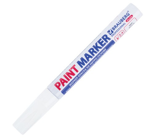 Маркер-краска лаковый (paint marker) 4 мм, БЕЛЫЙ, НИТРО-ОСНОВА, алюминиевый корпус, BRAUBERG PROFESSIONAL PLUS, 151444 Маркер-краска лаковый (paint marker) 4 мм, БЕЛЫЙ, НИТРО-ОСНОВА, алюминиевый корпус, BRAUBERG PROFESSIONAL PLUS, 151444