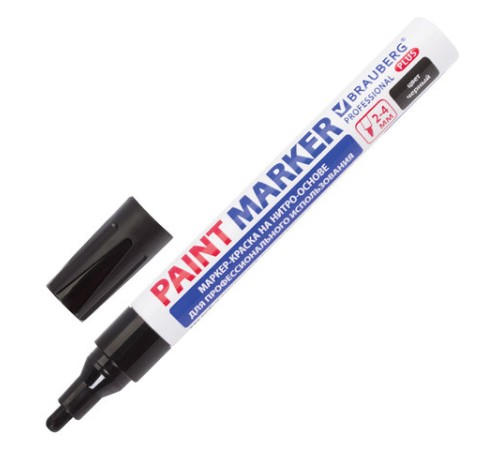 Маркер-краска лаковый (paint marker) 4 мм, ЧЕРНЫЙ, НИТРО-ОСНОВА, алюминиевый корпус, BRAUBERG PROFESSIONAL PLUS, 151445 Маркер-краска лаковый (paint marker) 4 мм, ЧЕРНЫЙ, НИТРО-ОСНОВА, алюминиевый корпус, BRAUBERG PROFESSIONAL PLUS, 151445