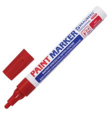 Маркер-краска лаковый (paint marker) 4 мм, КРАСНЫЙ, НИТРО-ОСНОВА, алюминиевый корпус, BRAUBERG PROFESSIONAL PLUS, 151446