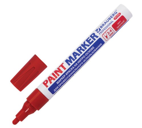 Маркер-краска лаковый (paint marker) 4 мм, КРАСНЫЙ, НИТРО-ОСНОВА, алюминиевый корпус, BRAUBERG PROFESSIONAL PLUS, 151446 Маркер-краска лаковый (paint marker) 4 мм, КРАСНЫЙ, НИТРО-ОСНОВА, алюминиевый корпус, BRAUBERG PROFESSIONAL PLUS, 151446