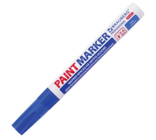 Маркер-краска лаковый (paint marker) 4 мм, СИНИЙ, НИТРО-ОСНОВА, алюминиевый корпус, BRAUBERG PROFESSIONAL PLUS, 151447