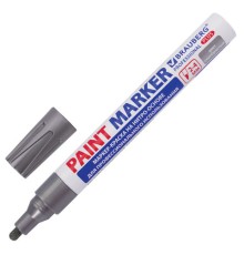 Маркер-краска лаковый (paint marker) 4 мм, СЕРЕБРЯНЫЙ, НИТРО-ОСНОВА, алюминиевый корпус, BRAUBERG PROFESSIONAL PLUS, 151448