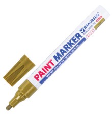 Маркер-краска лаковый (paint marker) 4 мм, ЗОЛОТОЙ, НИТРО-ОСНОВА, алюминиевый корпус, BRAUBERG PROFESSIONAL PLUS, 151449
