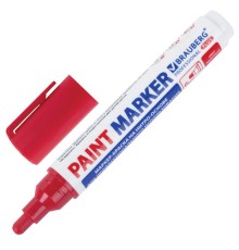 Маркер-краска лаковый (paint marker) 6 мм, КРАСНЫЙ, НИТРО-ОСНОВА, BRAUBERG PROFESSIONAL PLUS EXTRA, 151452