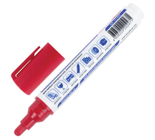 Маркер-краска лаковый (paint marker) 6 мм, КРАСНЫЙ, НИТРО-ОСНОВА, BRAUBERG PROFESSIONAL PLUS EXTRA, 151452 Маркер-краска лаковый (paint marker) 6 мм, КРАСНЫЙ, НИТРО-ОСНОВА, BRAUBERG PROFESSIONAL PLUS EXTRA, 151452