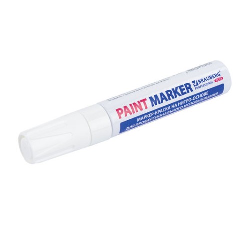 Маркер-краска лаковый (paint marker) 8 мм, БЕЛЫЙ, НИТРО-ОСНОВА, алюминиевый корпус, BRAUBERG PROFESSIONAL PLUS JUMBO, 151454
