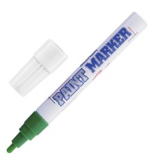Маркер-краска лаковый (paint marker) MUNHWA, 4 мм, ЗЕЛЕНЫЙ, нитро-основа, алюминиевый корпус, PM-04