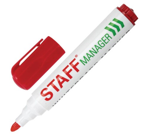 Маркер стираемый для белой доски КРАСНЫЙ, STAFF "Manager" WBM-491, 5 мм, с клипом, 151493 Маркер стираемый для белой доски КРАСНЫЙ, STAFF "Manager" WBM-491, 5 мм, с клипом, 151493