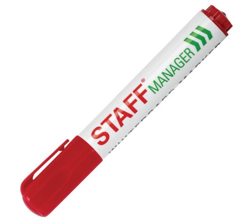 Маркер стираемый для белой доски КРАСНЫЙ, STAFF "Manager" WBM-491, 5 мм, с клипом, 151493 Маркер стираемый для белой доски КРАСНЫЙ, STAFF "Manager" WBM-491, 5 мм, с клипом, 151493