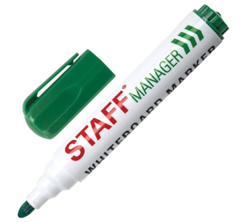 Маркер стираемый для белой доски ЗЕЛЕНЫЙ, STAFF "Manager" WBM-491, 5 мм, с клипом, 151494 Маркер стираемый для белой доски ЗЕЛЕНЫЙ, STAFF "Manager" WBM-491, 5 мм, с клипом, 151494