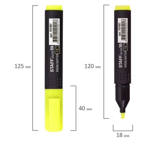 Текстовыделитель STAFF College "STICK HL-497", ЖЕЛТЫЙ, 1-4 мм, 151497 Текстовыделитель STAFF College "STICK HL-497", ЖЕЛТЫЙ, 1-4 мм, 151497