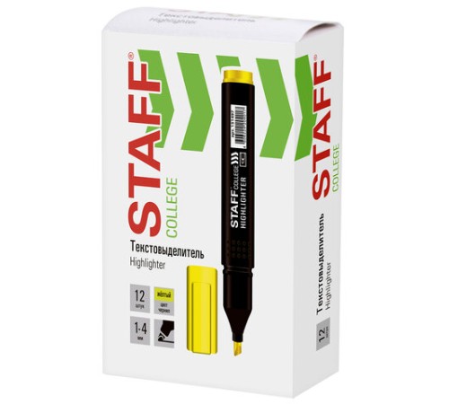 Текстовыделитель STAFF College "STICK HL-497", ЖЕЛТЫЙ, 1-4 мм, 151497 Текстовыделитель STAFF College "STICK HL-497", ЖЕЛТЫЙ, 1-4 мм, 151497