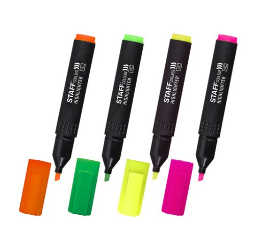 Набор текстовыделителей 4 шт., АССОРТИ, STAFF 