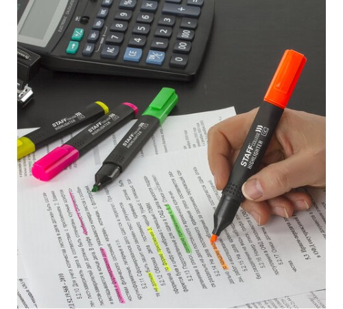 Набор текстовыделителей 4 шт., АССОРТИ, STAFF 