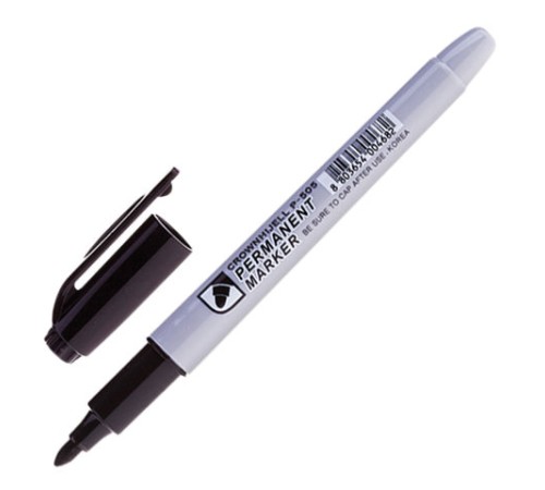 Маркер перманентный CROWN "Multi Marker Slim", ЧЕРНЫЙ, круглый наконечник, 2 мм, P-505