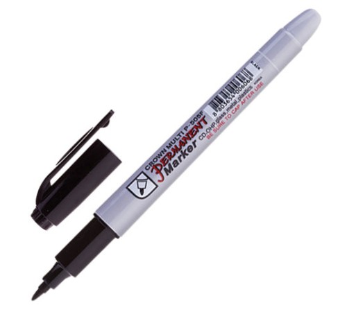 Маркер перманентный CROWN "Multi Marker Super Slim", ЧЕРНЫЙ, тонкий, 1 мм, P-505F