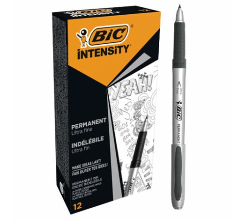 Маркер перманентный BIC "Intensity Ultra Fine", ЧЕРНЫЙ, тонкий наконечник 0,8 мм, 8290801