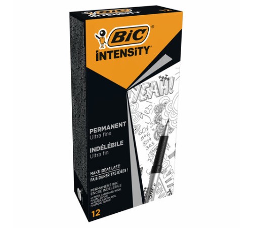 Маркер перманентный BIC "Intensity Ultra Fine", ЧЕРНЫЙ, тонкий наконечник 0,8 мм, 8290801