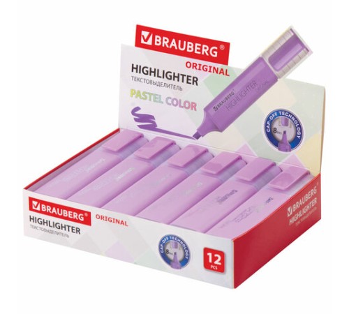 Текстовыделитель BRAUBERG "ORIGINAL PASTEL", ЛАВАНДОВЫЙ, линия 1-5 мм, 151695 Текстовыделитель BRAUBERG "ORIGINAL PASTEL", ЛАВАНДОВЫЙ, линия 1-5 мм, 151695