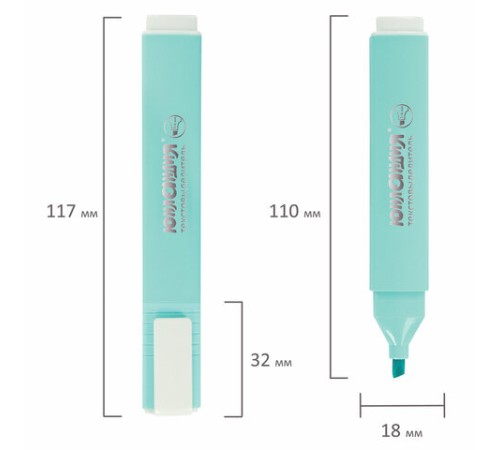 Текстовыделитель ЮНЛАНДИЯ "COLORSTAR PASTEL", БИРЮЗОВЫЙ, линия 1-4 мм, 151713