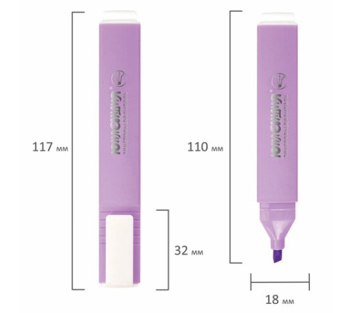 Текстовыделитель ЮНЛАНДИЯ "COLORSTAR PASTEL", ЛАВАНДОВЫЙ, линия 1-4 мм, 151714