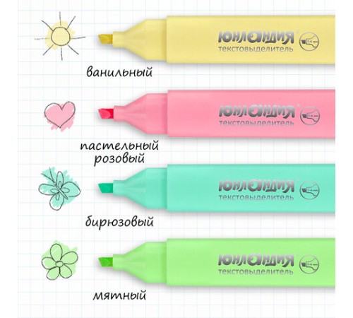 Набор текстовыделителей ЮНЛАНДИЯ 4 шт., АССОРТИ, "COLORSTAR PASTEL", линия 1-4 мм, 151716 Набор текстовыделителей ЮНЛАНДИЯ 4 шт., АССОРТИ, "COLORSTAR PASTEL", линия 1-4 мм, 151716