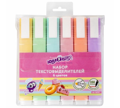 Набор текстовыделителей ЮНЛАНДИЯ 6 шт., АССОРТИ, "COLORSTAR PASTEL", линия 1-4 мм, 151717 Набор текстовыделителей ЮНЛАНДИЯ 6 шт., АССОРТИ, "COLORSTAR PASTEL", линия 1-4 мм, 151717