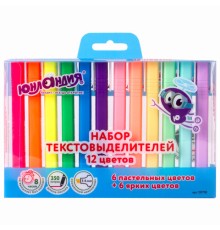 Набор текстовыделителей ЮНЛАНДИЯ 12 шт., АССОРТИ, 