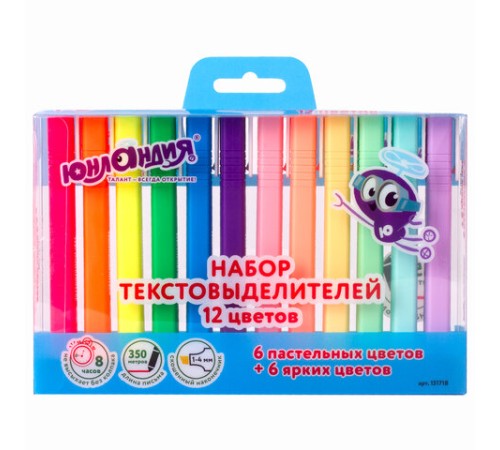 Набор текстовыделителей ЮНЛАНДИЯ 12 шт., АССОРТИ, "COLORSTAR", линия 1-4 мм, 151718 Набор текстовыделителей ЮНЛАНДИЯ 12 шт., АССОРТИ, "COLORSTAR", линия 1-4 мм, 151718