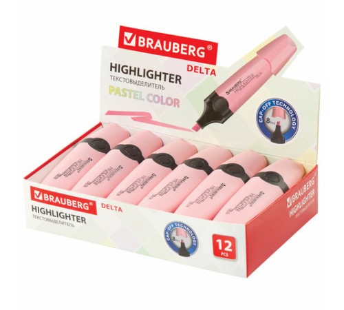 Текстовыделитель BRAUBERG "DELTA PASTEL", ПАСТЕЛЬНЫЙ РОЗОВЫЙ, линия 1-5 мм, 151731 Текстовыделитель BRAUBERG "DELTA PASTEL", ПАСТЕЛЬНЫЙ РОЗОВЫЙ, линия 1-5 мм, 151731